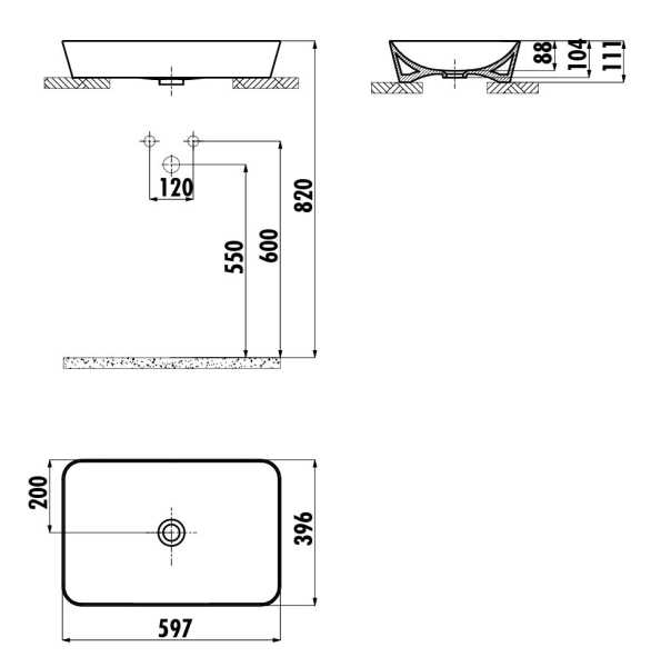 CAMPO Countertop Wash Basin 60 CM Black SP12133